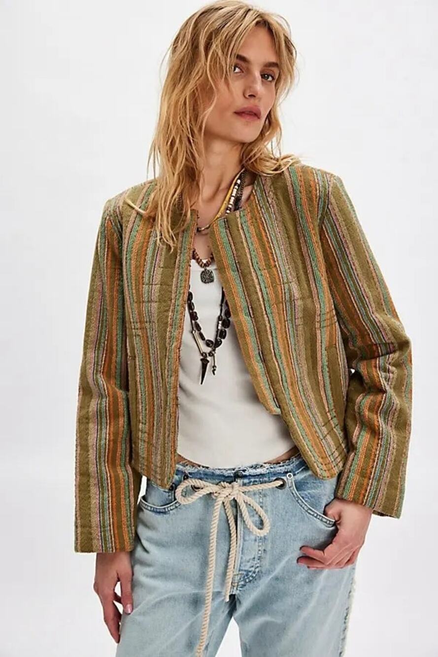 Free People Zandi Quilted green jacket size small